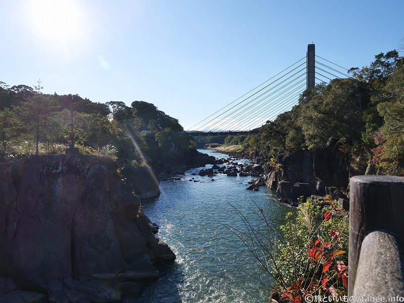 下流側新曽木大橋が見えます