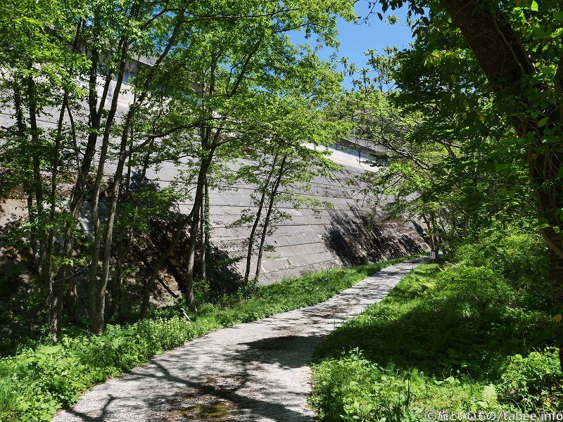 先ほど天端から見えた道です