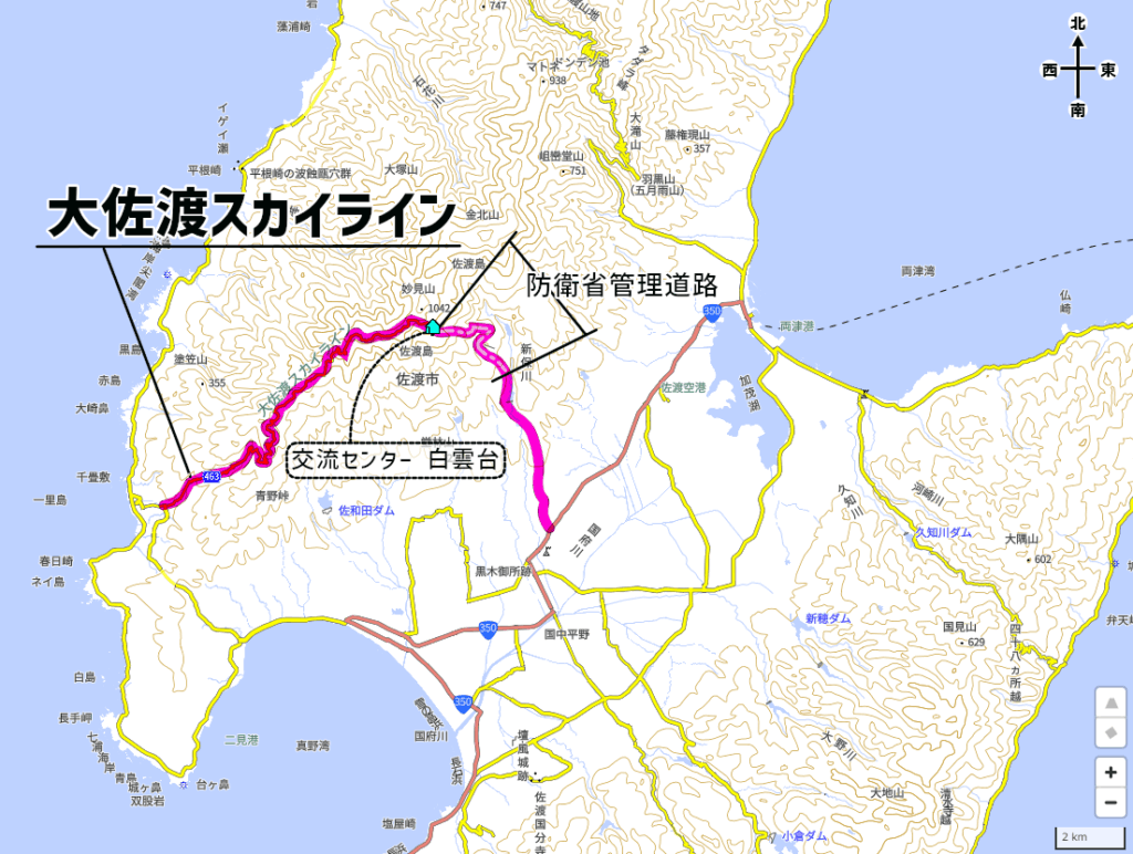 大佐渡スカイラインの地図