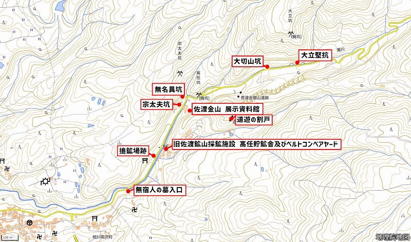 佐渡金山周辺地図